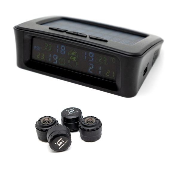 Tyrepal TPMS Set &ndash; Draadloos Bandenspanningsmeter &ndash; Met 4 Externe Sensoren en Solar Kleurenscherm &ndash; Voor Auto, Camper of Caravan