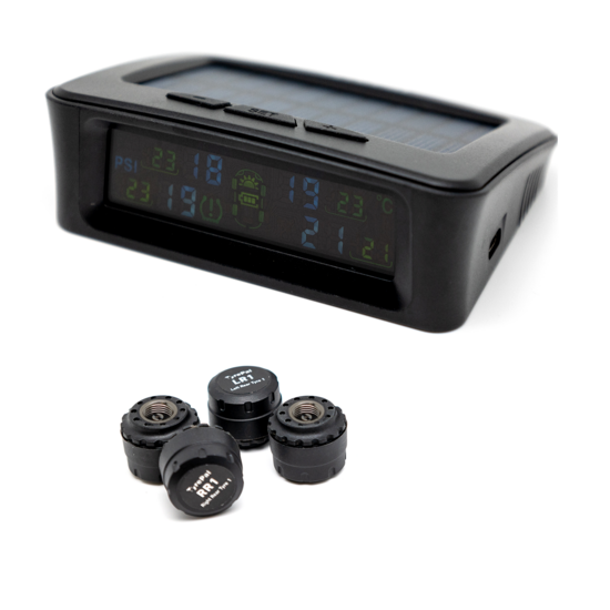 Tyrepal TPMS Set &ndash; Draadloos Bandenspanningsmeter &ndash; Met 4 Externe Sensoren en Solar Kleurenscherm &ndash; Voor Auto, Camper of Caravan